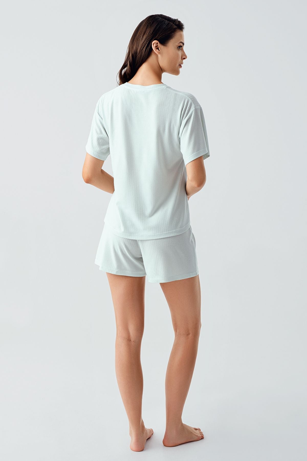 Kısa Kollu Esnek Viskoz Şort Pijama Takım 17211