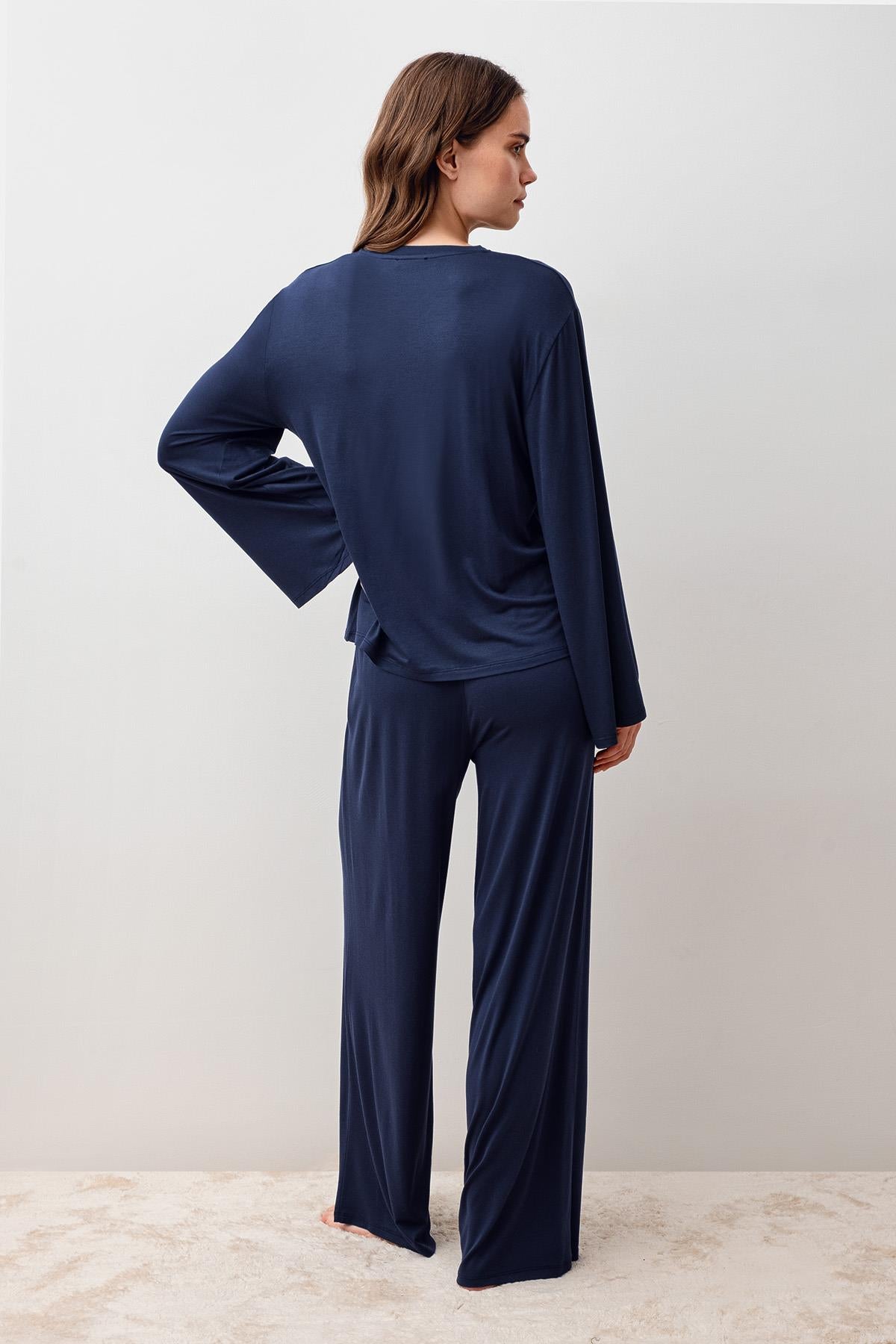 Uzun Kollu Oversize Basic Likralı Viskoz Alt Üst Takım 20210