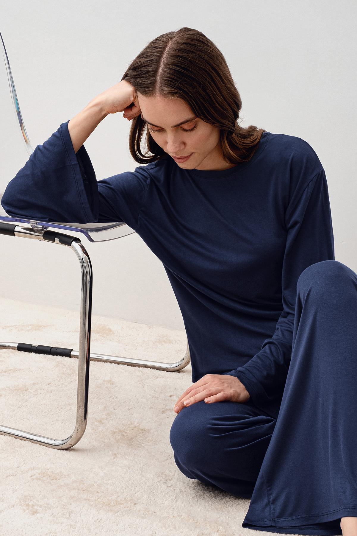 Uzun Kollu Oversize Basic Likralı Viskoz Alt Üst Takım 20210