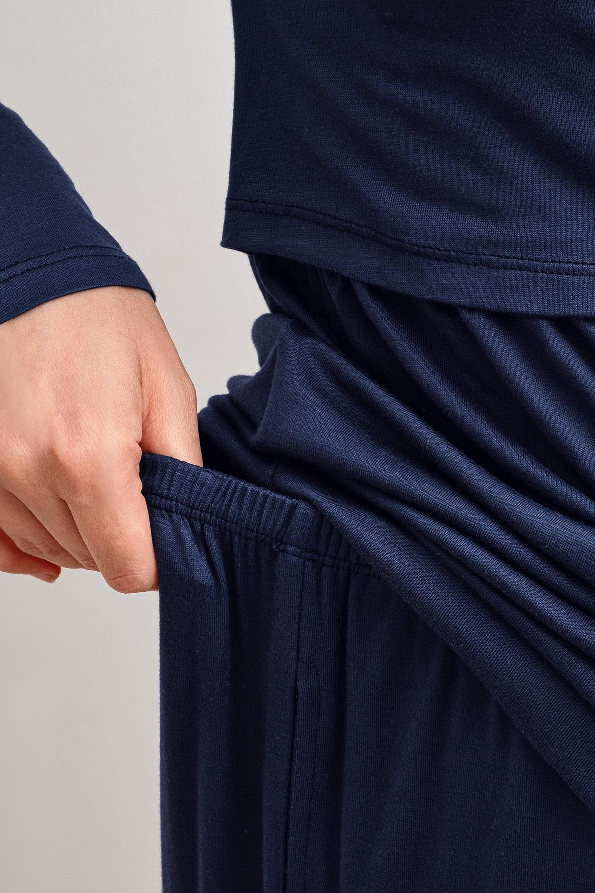 Uzun Kollu Esnek Viskoz Hamile Sabahlık Pijama Takım 20312