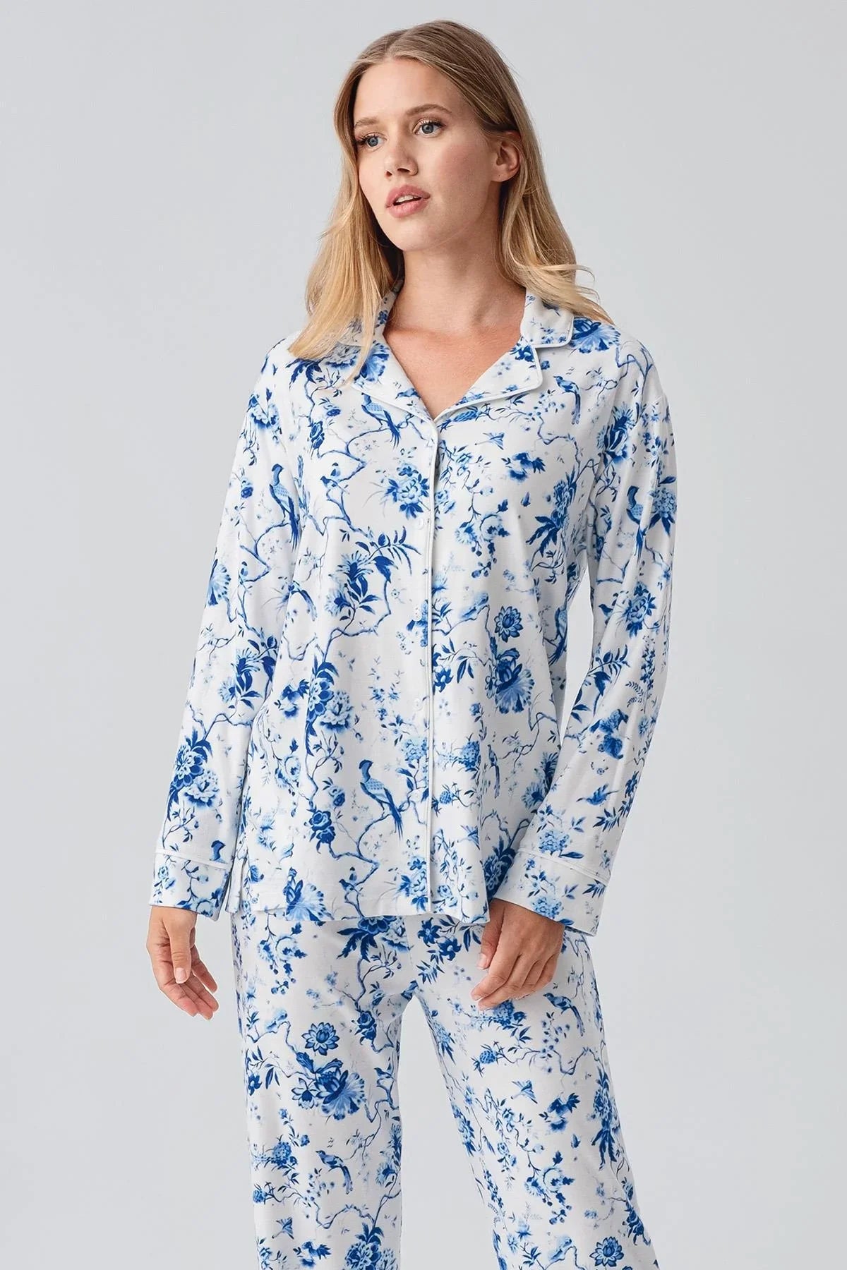 Termal Uzun Kollu Düğmeli Desenli Esnek Yumuşak Dokulu Pijama Takım 18222