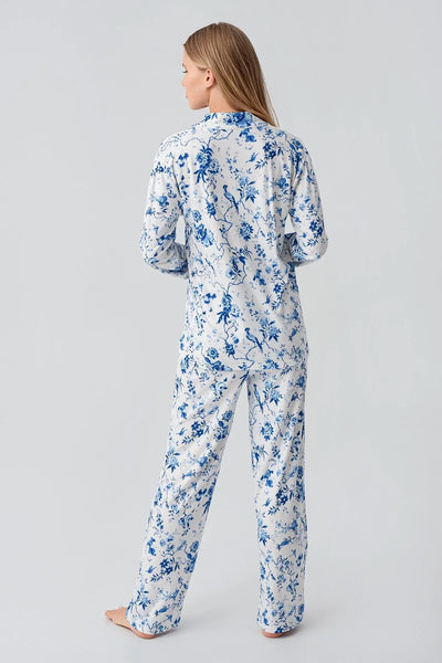 Termal Uzun Kollu Düğmeli Desenli Esnek Yumuşak Dokulu Pijama Takım 18222