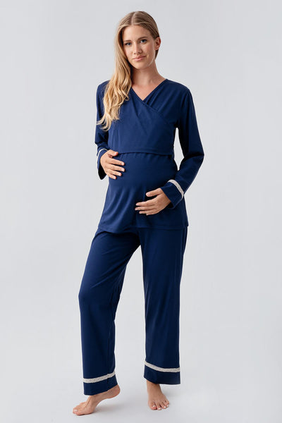 Uzun Kollu Esnek Pamuklu Hamile Pijama Takım 18201