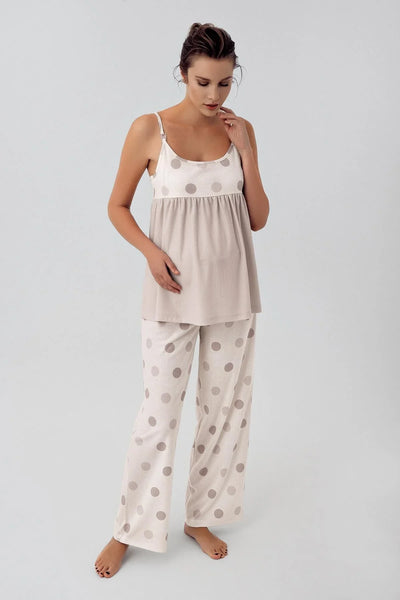 Puantiyeli Askılı Viskoz Hamile Pijama Takımı 16201