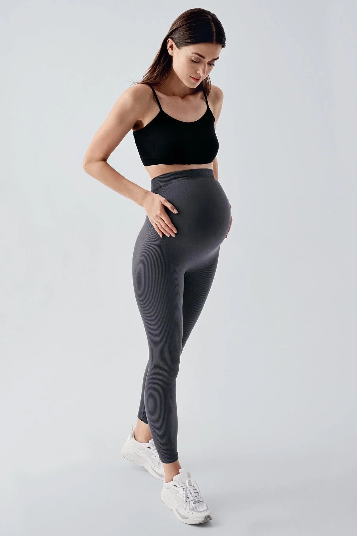 Seamless (Dikişsiz) Fitilli Yüksek Bel Toparlayıcı Ekstra Esnek Spor Hamile Tayt 26FS2