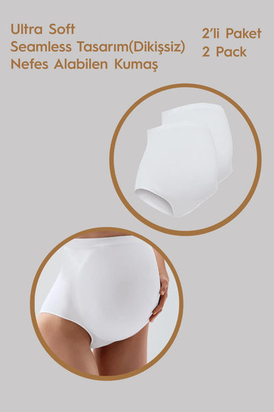 Seamless (Dikişsiz) Yumuşak Dokulu Esnek Hamile Külodu 2'li Paket 27K03