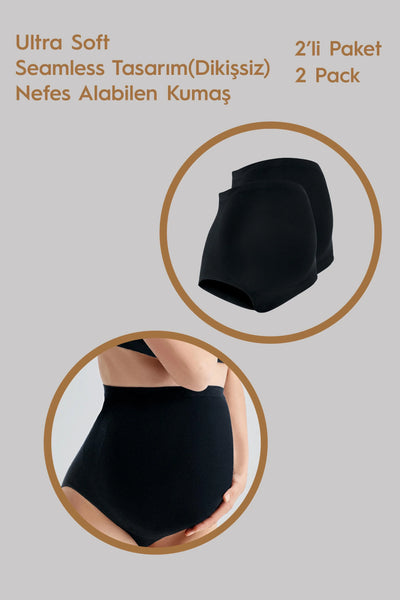 Seamless (Dikişsiz) Yumuşak Dokulu Esnek Hamile Külodu 2'li Paket 27K03