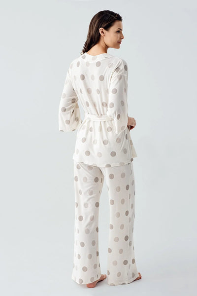 Truvakar Kol Puantiyeli Kimono Esnek Viskoz Pijama Takım 17212