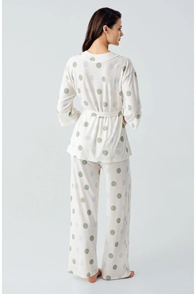 Truvakar Kol Puantiyeli Kimono Esnek Viskoz Pijama Takım 17212