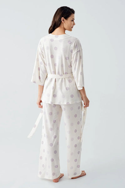 Truvakar Kol Puantiyeli Kimono Esnek Viskoz Pijama Takım 17212