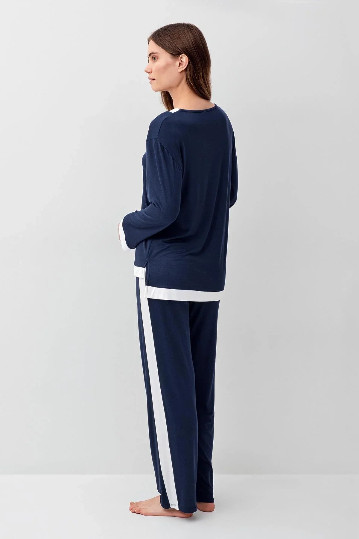 Uzun Kollu Basic Esnek Likralı Viskoz Soft Pijama Takım 18209 - Artış Collection