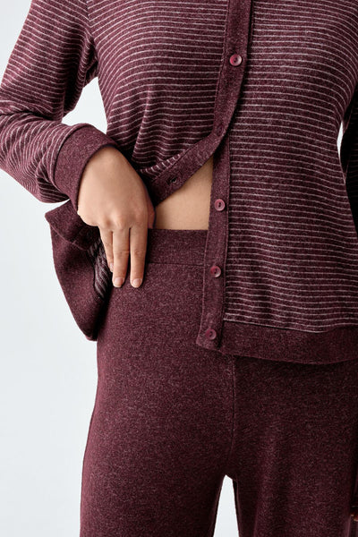Uzun Kollu Düğmeli Esnek Yumuşak Dokulu Viskoz Pijama Takım 18204
