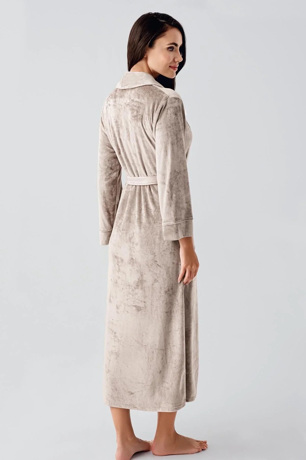 Long Sleeve Flexible Velvet Viscose Dressing Gown 25100