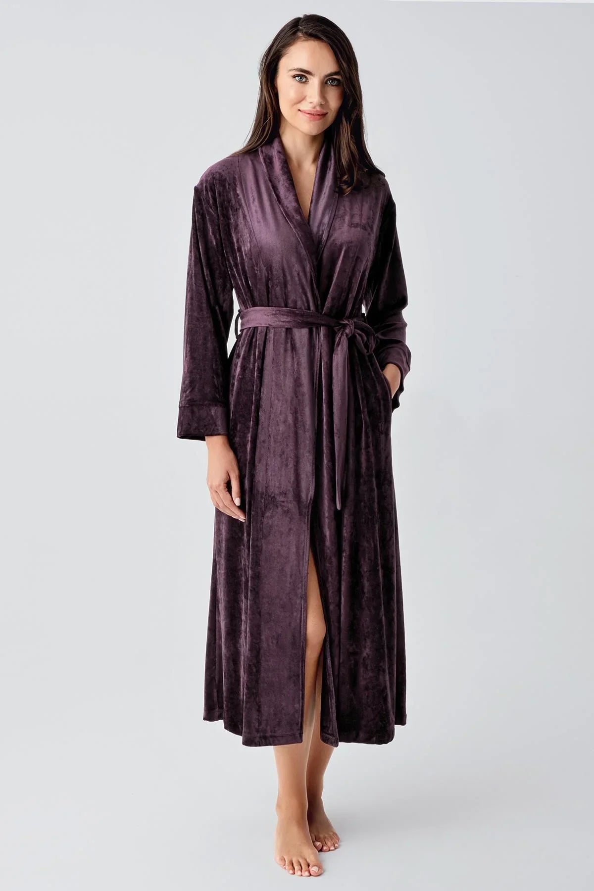 Long Sleeve Flexible Velvet Viscose Dressing Gown 25100
