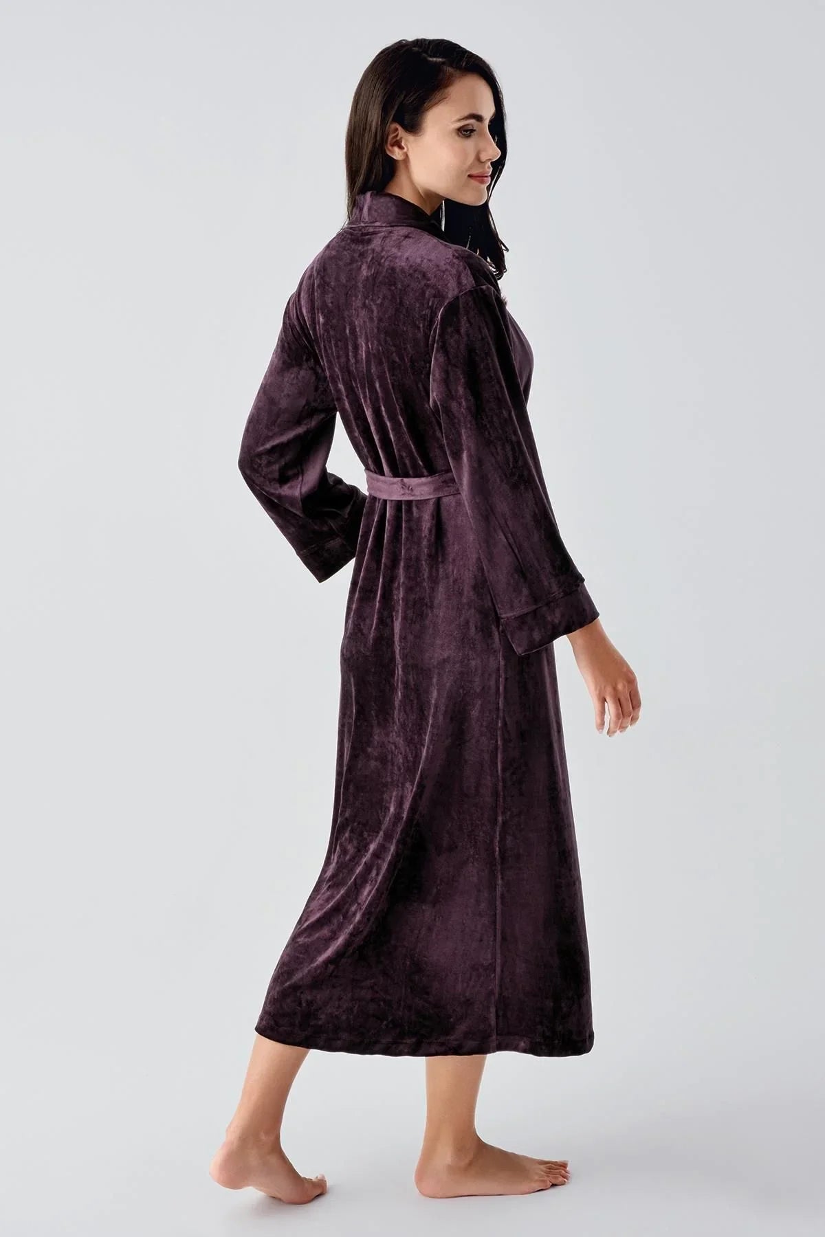 Long Sleeve Flexible Velvet Viscose Dressing Gown 25100