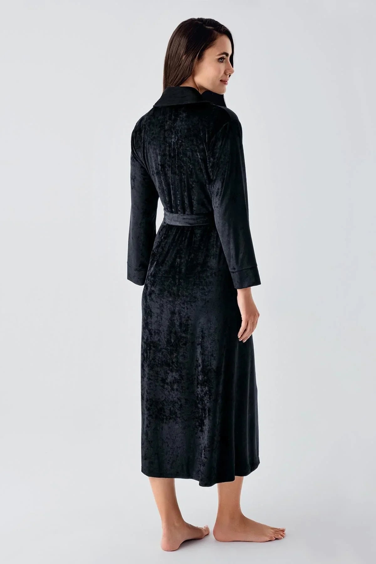 Long Sleeve Flexible Velvet Viscose Dressing Gown 25100