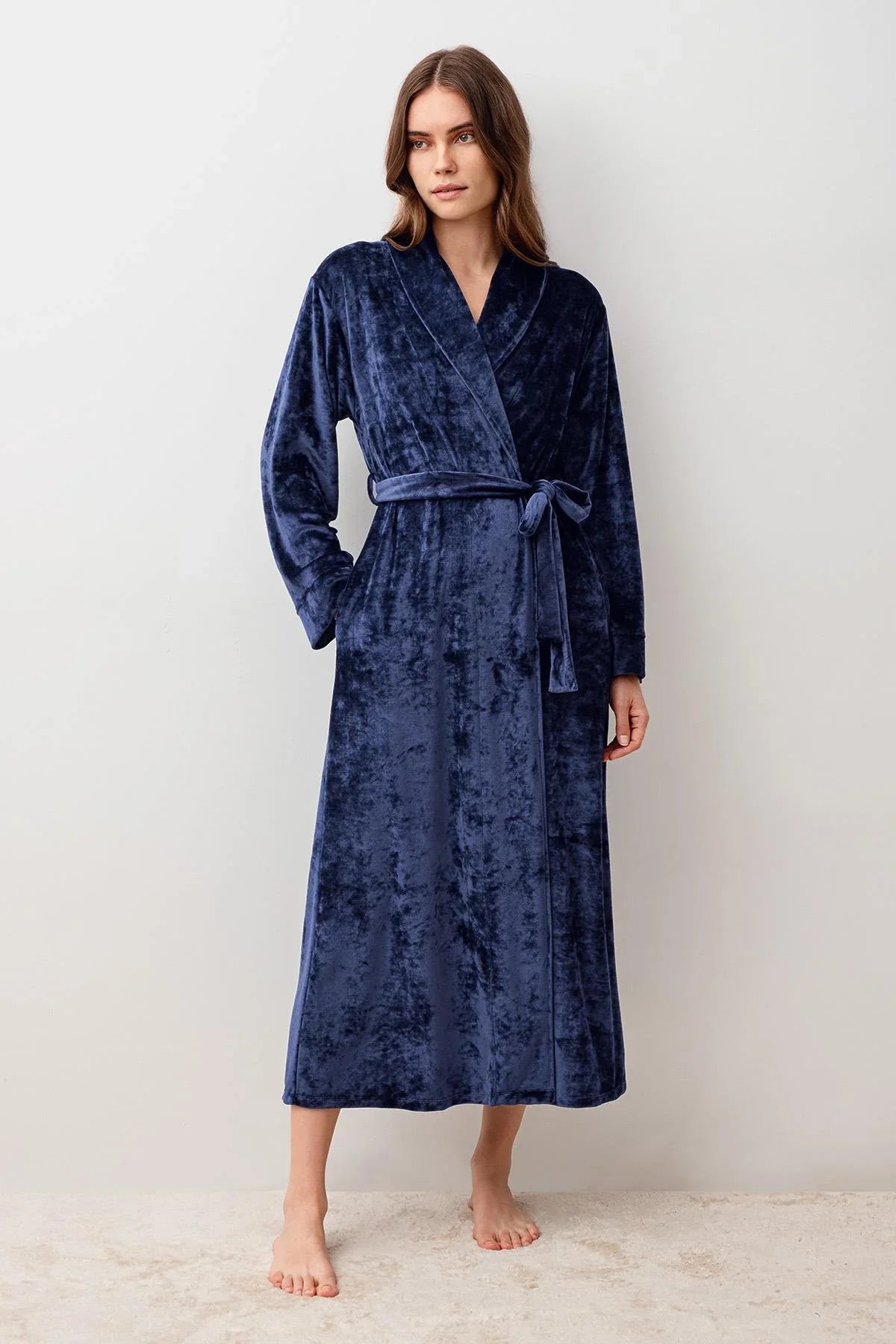 Long Sleeve Flexible Velvet Viscose Dressing Gown 25100