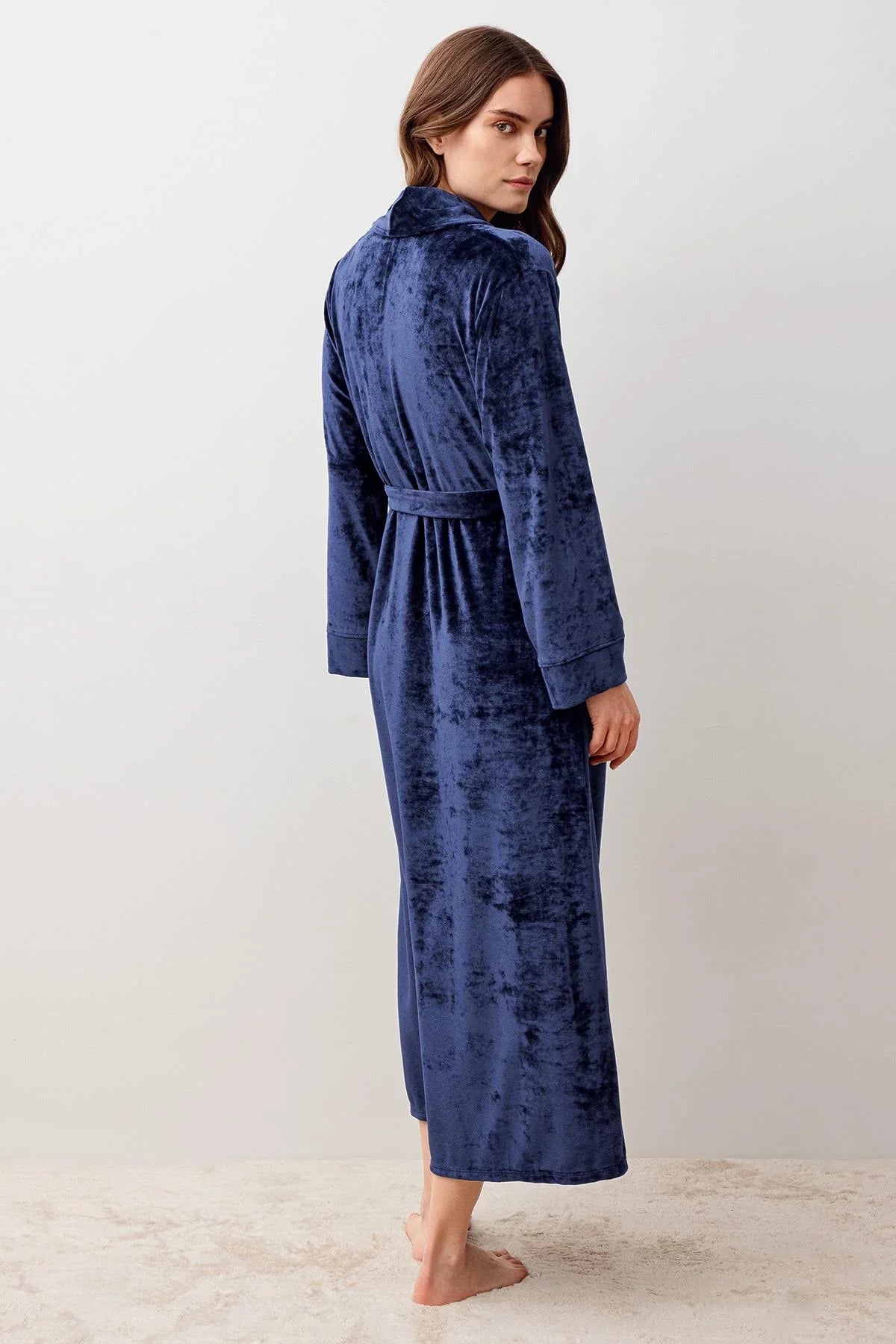 Long Sleeve Flexible Velvet Viscose Dressing Gown 25100