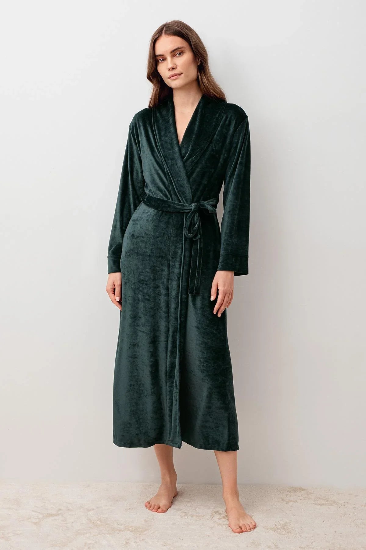 Long Sleeve Flexible Velvet Viscose Dressing Gown 25100