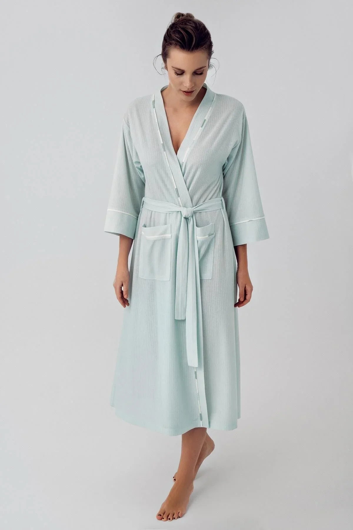 Uzun Kollu Esnek Viskoz Sabahlık 16501