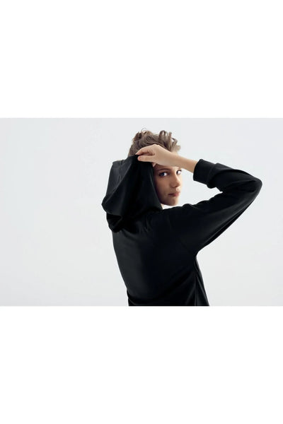 Uzun Kollu Fermuarlı Kapüşonlu Esnek Kumaş Hamile Sweatshirt SW01