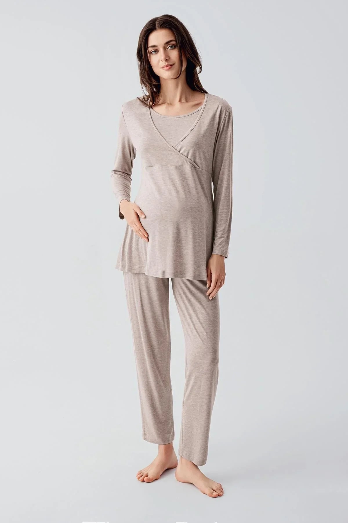 Long Sleeve Lycra Viscose Maternity Pajama Set 22105