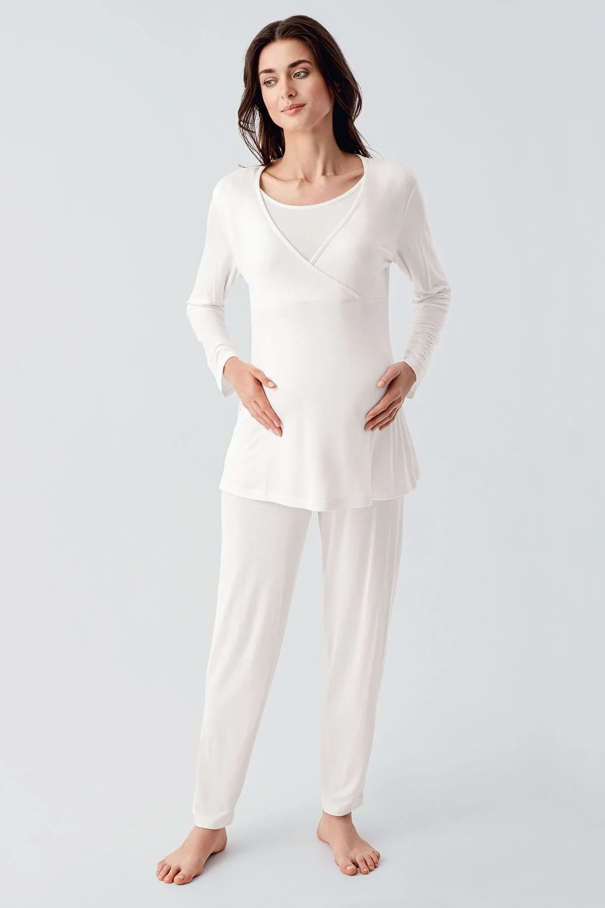 Long Sleeve Lycra Viscose Maternity Pajama Set 22105