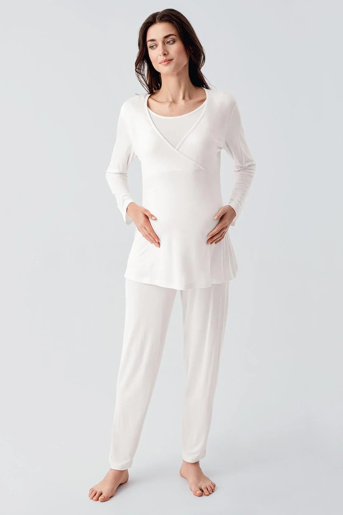 Long Sleeve Lycra Viscose Maternity Pajama Set 22105