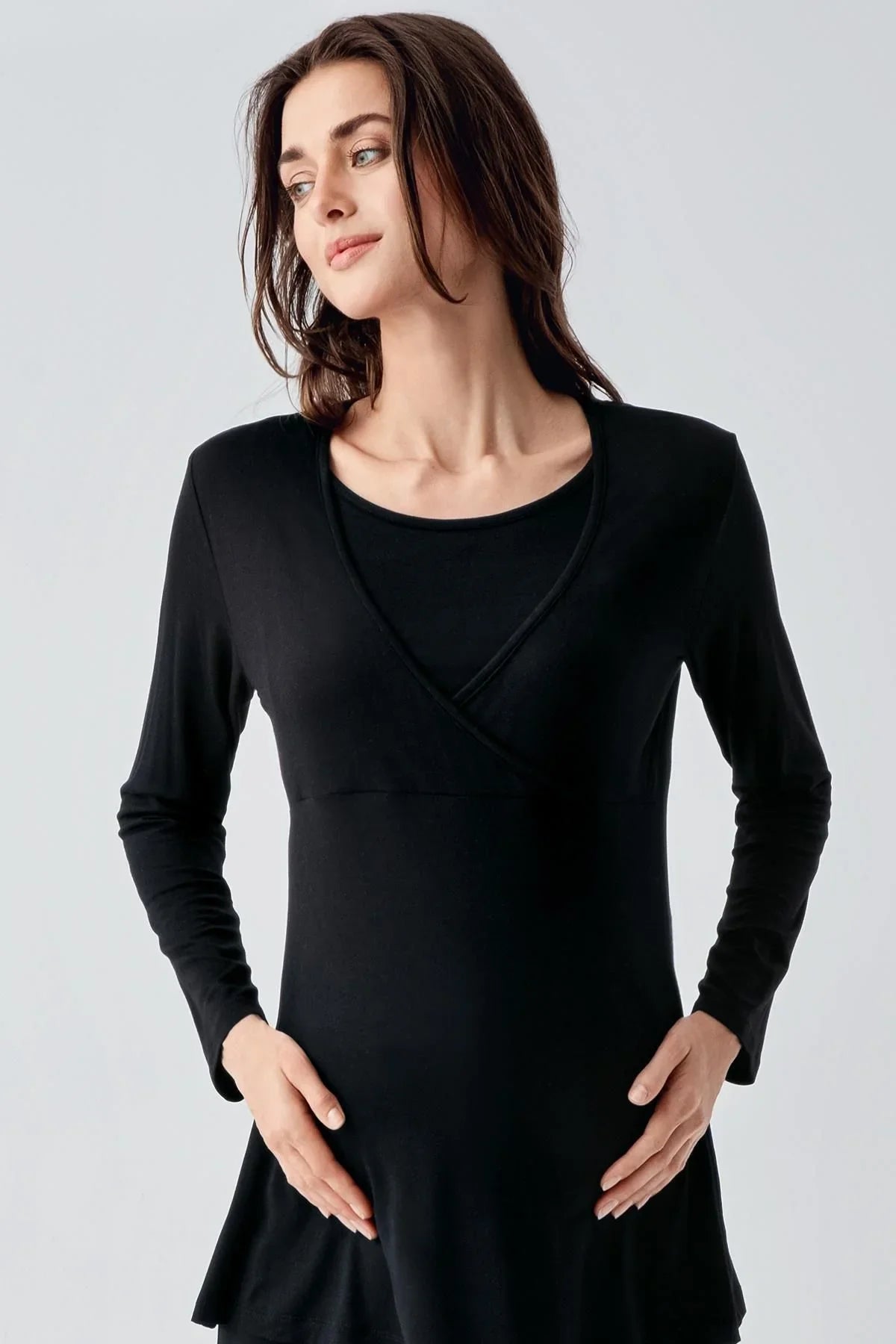 Long Sleeve Lycra Viscose Maternity Pajama Set 22105