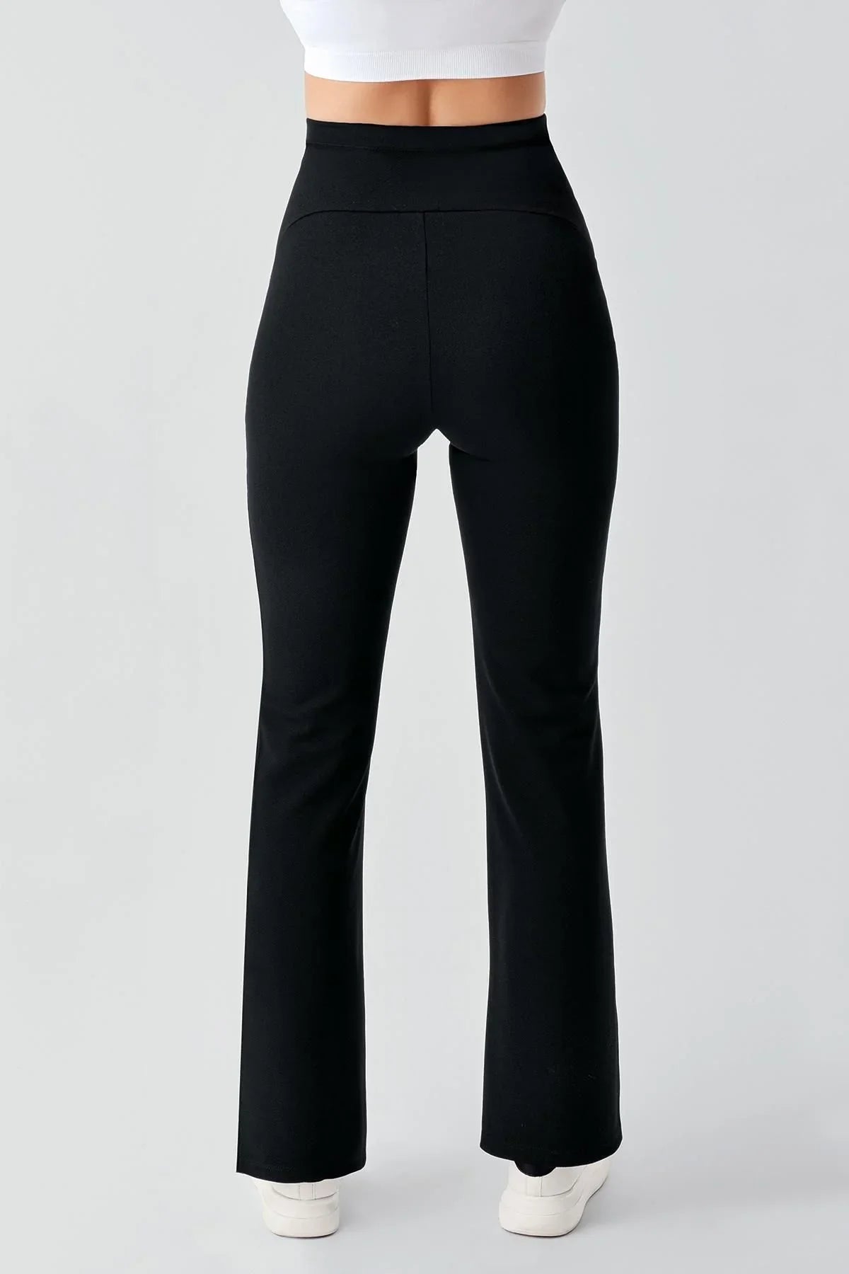 Adjustable High Waist Flexible Maternity Trousers with Slit Detail HP01