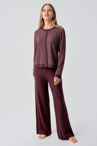 Uzun Kollu Düğmeli Esnek Yumuşak Dokulu Viskoz Pijama Takım 18204